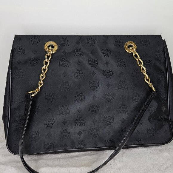 MCM Black Viseto Nylon/Chained Tote - Picture 6 of 17